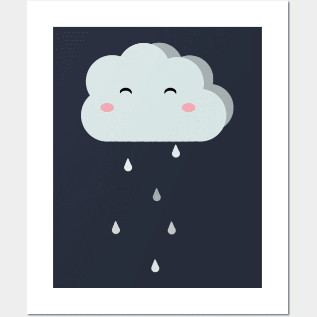 Happy Rainy Cloud Wall Art by hilalyphan